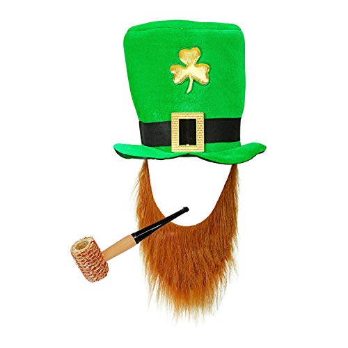 com-four® Leprechaun, Kobold Kostüme zum St. Patricks Day - Outfits und Accessoires für das grüne, irische Fest - Für Fasching, Fastnacht, Karneval, Parade, Motto-Party, Irish Pub (02-teilig - Set03) von com-four