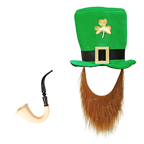 com-four® Leprechaun, Kobold Kostüme zum St. Patricks Day - Outfits und Accessoires für das grüne, irische Fest - Für Fasching, Fastnacht, Karneval, Parade, Motto-Party, Irish Pub (02-teilig - Set05) von com-four