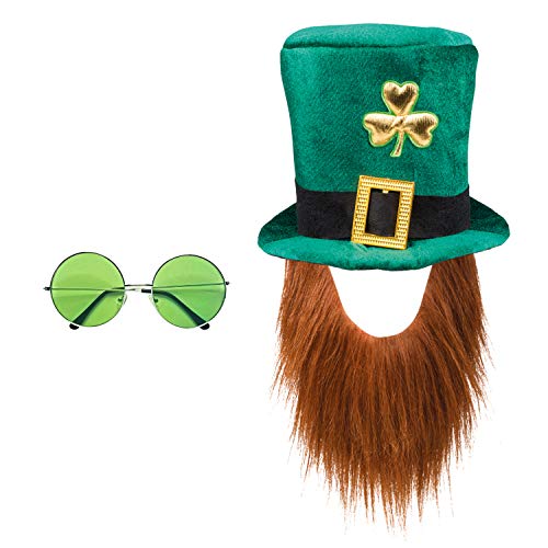 com-four® Leprechaun, Kobold Kostüme zum St. Patricks Day - Outfits und Accessoires für das grüne, irische Fest - Für Fasching, Fastnacht, Karneval, Parade, Motto-Party, Irish Pub (02-teilig - Set06) von com-four