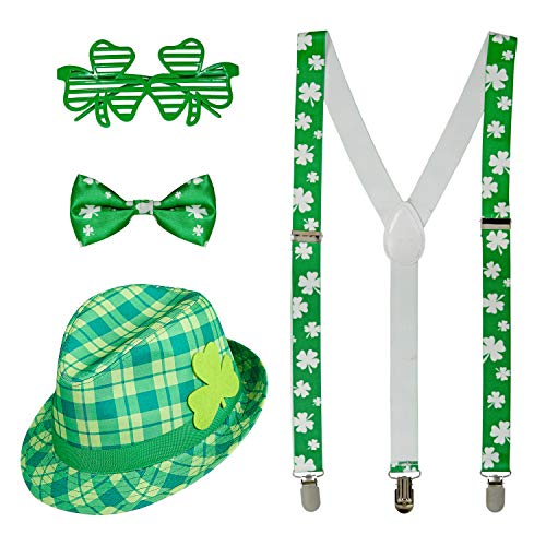 com-four® Leprechaun, Kobold Kostüme zum St. Patricks Day - Outfits und Accessoires für das grüne, irische Fest - Für Fasching, Fastnacht, Karneval, Parade, Motto-Party, Irish Pub (04-teilig - Set01) von com-four