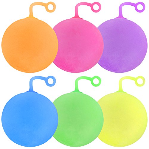 com-four® 6X Bubble-YoYo-Ball mit Licht und Glitzer - Weicher Gummiball zum Springen am Finger - Kugel zum Aufpusten mit bunten Lichteffekten [Auswahl variiert] von com-four