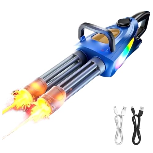 Wasserpistole Elektrisch,Wasserpistole Kinder Erwachsene,Wasserspritzpistole Double Barrel mit bunten Lichtern,8M Reichweite,400ML Kapazität,Sommer Spielzeug (Blau, mit 7-Farben-Licht) von comeenm