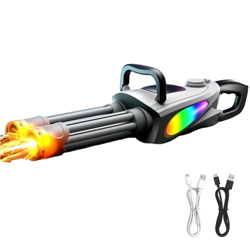 Wasserpistole Elektrisch,Wasserpistole Kinder Erwachsene,Wasserspritzpistole Double Barrel mit bunten Lichtern,8M Reichweite,400ML Kapazität,Sommer Spielzeug (Grau, mit 7-Farben-Licht) von comeenm