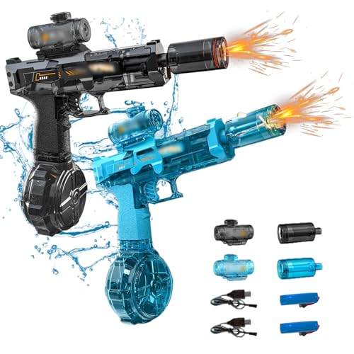 Wasserpistole Elektrisch, 2025 Neu Electric Water Gun, 500ML Automatische Wasserpistole Großer Reichweite bis 8m Mit Blitz Effekten Sommer Wasserspielzeug Pool Spielzeug Erwachsene Kinder (S+B) von comepew