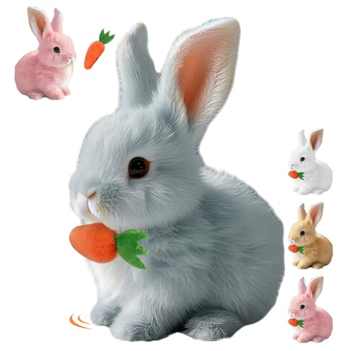 comepew Hüpfendes Kaninchen, 2025 Neu My Realistic Bunny Toy, Interactive Easter Bunny Toy, Interaktives Elektronisches Haustier mit Geräuschen Bewegungen Wackeln Hasen Osterhase Plüschtier (Grau) von comepew