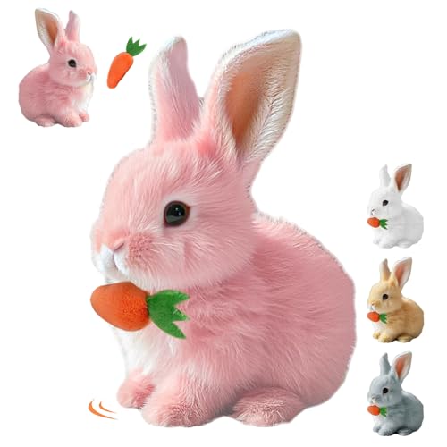 comepew Hüpfendes Kaninchen, 2025 Neu My Realistic Bunny Toy, Interactive Easter Bunny Toy, Interaktives Elektronisches Haustier mit Geräuschen Bewegungen Wackeln Hasen Osterhase Plüschtier (Rosa) von comepew