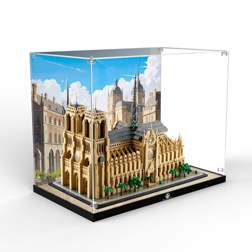 cooldac Acryl-Vitrine kompatibel mit Lego 21061 Notre Dame de Paris, Staubdichte&Durchsichtige Vitrine kompatibel mit Architecture 21061 Baukasten(Nur Vitrine, Modell Nicht Inbegriffen) von cooldac