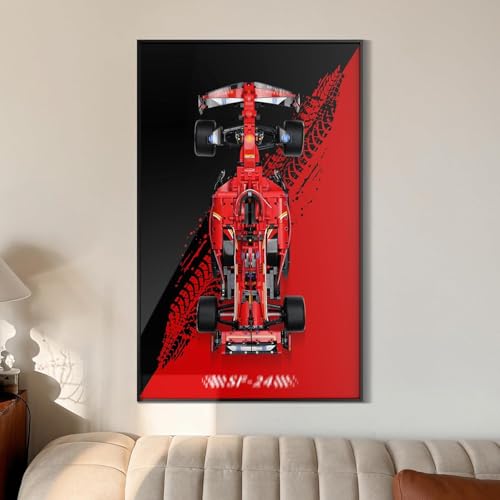 Display Wandtafel für Lego Technic Ferrari SF-24 F1, Wandhalterung für Lego 42207 Modellauto-Bausatz (Auto Nicht im Lieferumfang enthalten), platzsparende einfache Montage kreative Heimdekoration von cooldac