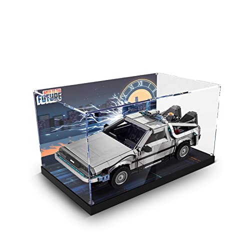 cooldac Acryl Vitrine Box für Lego 10300 Zurück in die Zukunft Delorean DMC 12 Zeitmaschine, staubdicht Transparent Clear Display Box Vitrine (Das Modell Nicht enthalten) von cooldac