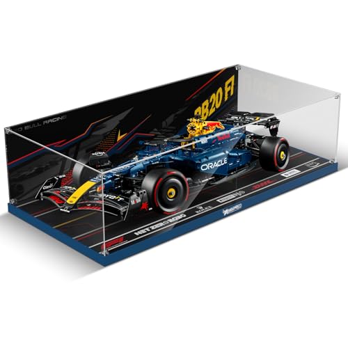 cooldac Acryl-Vitrine kompatibel mit Lego 42206 Oracle Red Bull Racing RB20 F1 Rennauto(Nur Box, Kein Modell), Staubdichtes Transparentes HD Backdrop Display Case für Lego Technic 42206 F1 Rennauto von cooldac