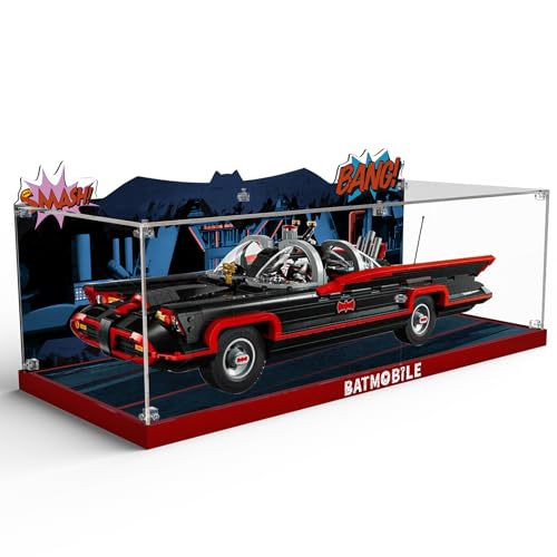 cooldac Acryl-Vitrine kompatibel mit Lego 76328 Batmobil(Nur Box, Kein Modell), Staubdichtes Transparentes HD Backdrop Display Case kompatibel mit Lego 76328 von cooldac