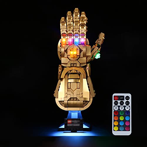 cooldac LED-Licht Kit Kompatibel mit Lego 76191 Marvel Infinity Handschuh, Fernbedienung LED Beleuchtungsset Kompatibel mit Lego 76191 Marvel Super Helden Infinity Handschuh(Keine Modelle) von cooldac
