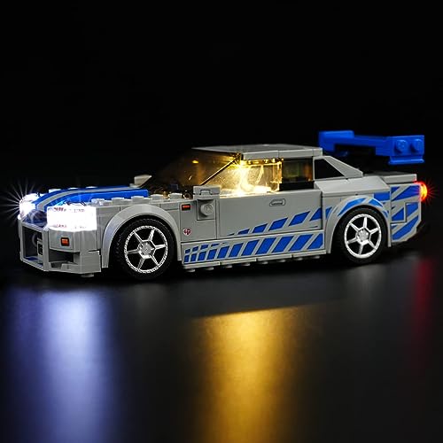 cooldac LED Licht-Kit Kompatibel mit Lego Speed Champions 2 Fast 2 Furious Nissan Skyline GT-R (R34) Racing Car, Led Beleuchtungs Set Kompatibel mit Lego 76917 (nur Lichter, Keine Modelle) von cooldac