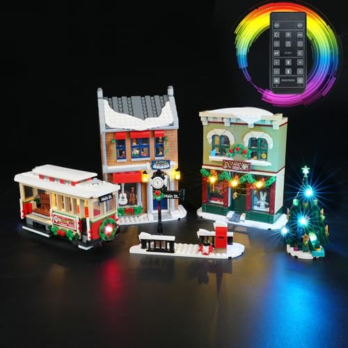 cooldac LED Licht-Kit für Lego 10308 Weihnachtlich geschmückte Hauptstraße Bausteinen Modell, Led Beleuchtungs Set Kompatibel mit Lego 10308-Version mit Fernbedienung (nur Lichter, Keine Lego-Modelle) von cooldac