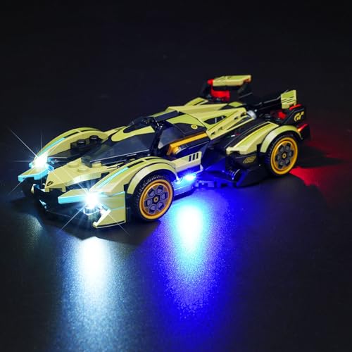 LED-Licht Kit Kompatibel mit Lego Lamborghini Lambo V12 Vision GT Supersportwagen, LED Beleuchtungsset Kompatibel mit Lego 76923 (Only Light Set, NO Model) (Led Light for Lego 76923) von cooldac