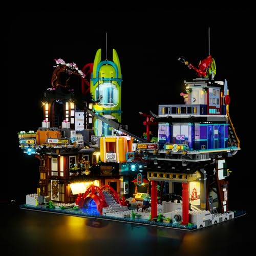 cooldac LED Licht Set Kompatibel mit 71799 Ninjago City Markets, Fernbedienung Licht Set Kompatibel mit 71799 Ninjago City Markets Bausteine Modell (nur Lichter, Keine Modelle) von cooldac