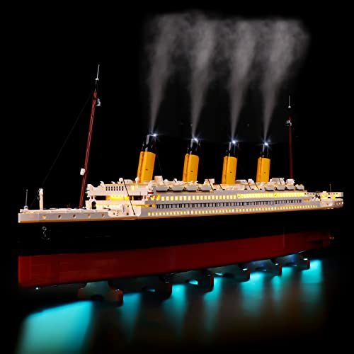 Cooldac LED Beleuchtung Set für Lego 10294 Creator Expert Titanic Building Set, LED Licht Kit Mit Rauchmodul für Das Titanic-Schiff (Kein Lego Enthalten, Nur Lichter) von cooldac