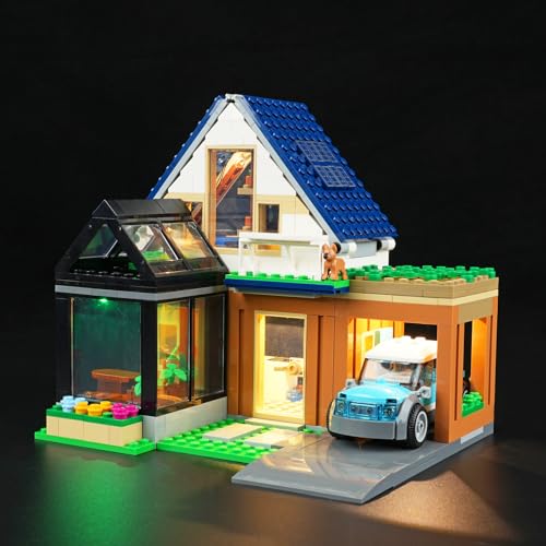cooldac Led Licht Kit Kompatibel mit Lego 60398 City Familienhaus mit Elektroauto Set (nur Beleuchtung, Keine Modelle), Kreative Dekorlichter Set Kompatibel mit Lego 60398 City Familienhaus mit von cooldac