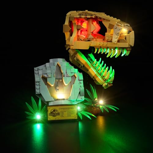 cooldac Led Licht Kit für Lego 76964 Dinosaurier-Fossilien: T.-rex-Kopf (Nur Beleuchtung, Kein Lego), Kreative Dekorlichter Set Kompatibel mit Lego Jurassic World 76964 Dinosaurier-Fossilien Modell von cooldac
