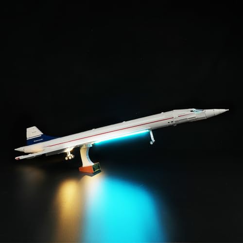 cooldac Led Licht Kit für Lego Icons 10318 Concorde Flugzeug Set(Nur Beleuchtung, Kein Lego), Kreative Dekorlichter Set Kompatibel mit Lego Icons 10318 Concorde Flugzeug Baustein Modell von cooldac