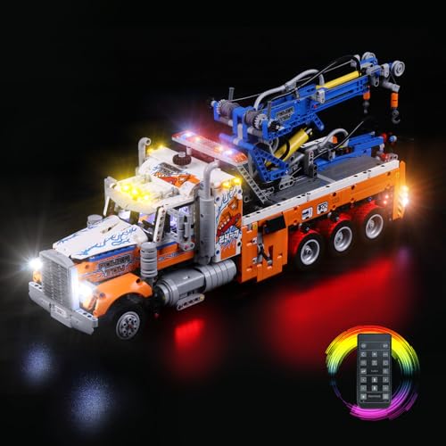 cooldac Led Licht Kit für Lego Technic Schwerlast-Abschleppwagen, Fernbedienung Led Licht Set kompatibel mit Lego 42128 Technic Heavy-Duty Tow Truck Modellbauset(nur Lichter, Keine Lego-Modelle) von cooldac
