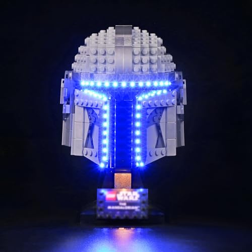 cooldac Led Licht-Kit für Lego Star Wars 75328 Der Mandalorian Helm, LED Beleuchtungsset Kompatibel mit Lego 75328 75328 Der Mandalorian Helm (Hinweis: Packung ohne Baustein, nur Lichtkit) von cooldac
