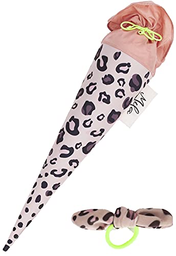 coopz Schultüte 50 cm Leo Nr. 2 mit Haarschleife Rosa personalisiert mit Name Handmade Zuckertüte Schulranzen, Farbe:rosa von coopz