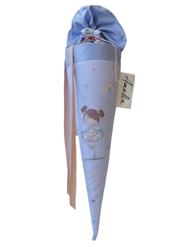 coopz Schultüte 70 cm Ballerina mit Haarschleife Handmade Zuckertüte Einschulung Schulstart, Farbe:Flieder von coopz
