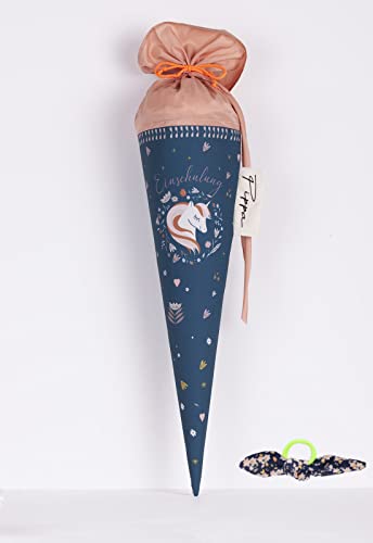 coopz Schultüte klein 50 cm Einhorn Nr. 1 mit Haarschleife Dunkelblau Schultüte Einschulung Handmade Zuckertüte Schulranzen, Farbe:dunkelblau coopz Schultüte klein 50 cm Einhorn Nr. 1 mit Haarschleife Dunkelblau Schultüte Einschulung Handmade Zuckertüte Schulranzen, Farbe:dunkelblau von coopz