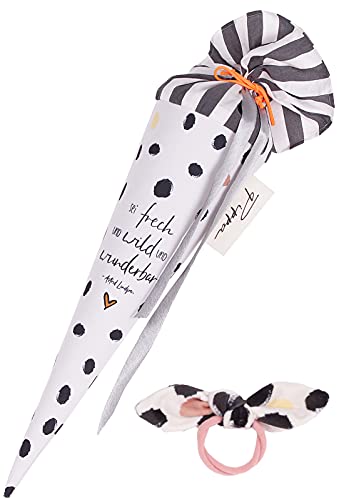 coopz Schultüte klein 50cm Pippa mit Haarschleife Handmade Schultüte Einschulung Weiß Zuckertüte Schulranzen, Farbe:weiß von coopz