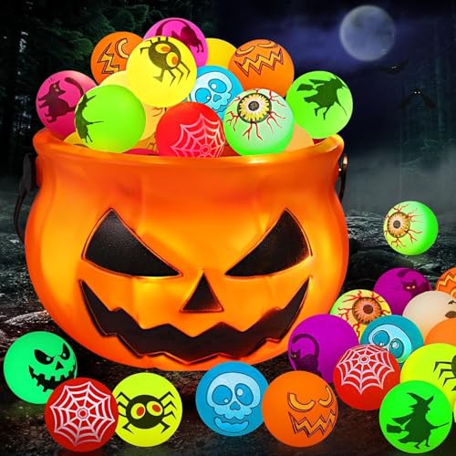 32 Stück Halloween Flummies für Kinder Party Mitgebsel Kindergeburtstag,Halloween Glowing Bouncy Balls, 30mm Bouncing Balls in 8 Designs for Kids 32 Stück Halloween Flummies für Kinder Party Mitgebsel Kindergeburtstag,Halloween Glowing Bouncy Balls, 30mm Bouncing Balls in 8 Designs for Kids von corgi butt