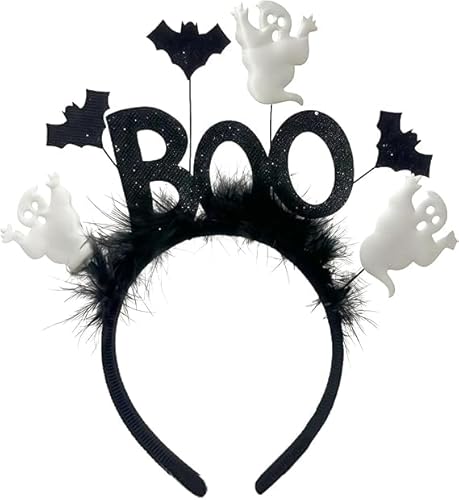Halloween-Stirnbänder, Kürbis-Geist, Haarschmuck, Hexenhut, Fledermaus, Spinne, Teufelshörner, Kopfschmuck für Erwachsene (schwarzer Kreolen-Cosplay) von corgi butt