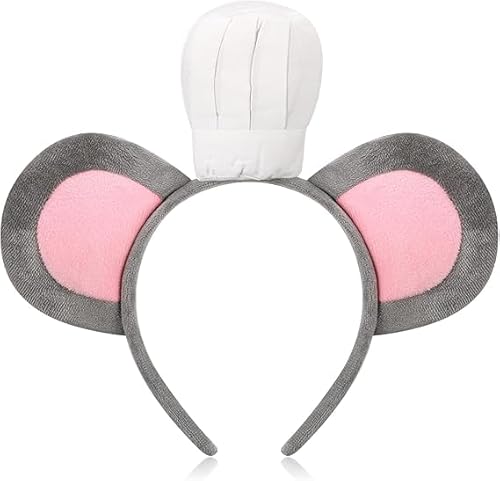 Maus-Stirnband mit Kochmütze, Cartoon-Kostüm, Stirnband für Halloween, Cosplay, Kostüm, Party-Dekoration (graue Mausohren) von corgi butt