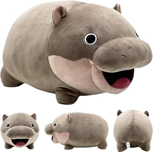 Moo Deng-Plüschspielzeuge, MooDeng Hippo Plush Pillow, Moo Deng Hippopotamus Plushie Doll, Cute Soft Stuffed Animals for Kids Fans Christmas Birthday Gift von corgi butt