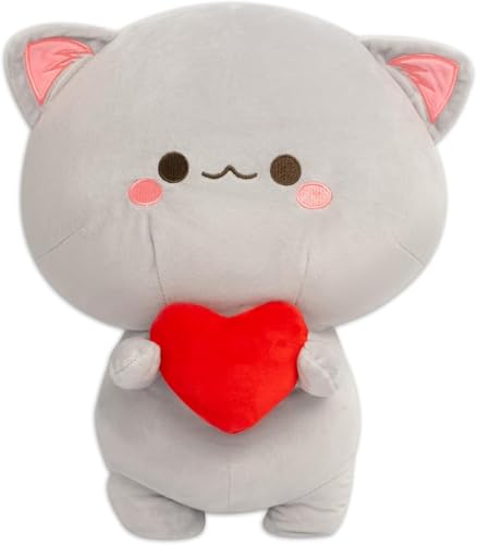 Nettes Katzen-Plüschspielzeug - 13.5" Super Soft Grey Cat Plushie - Kawaii Plush for Kids - Cute Plush Kitten, Plush Cat Stuffed Animal von corgi butt