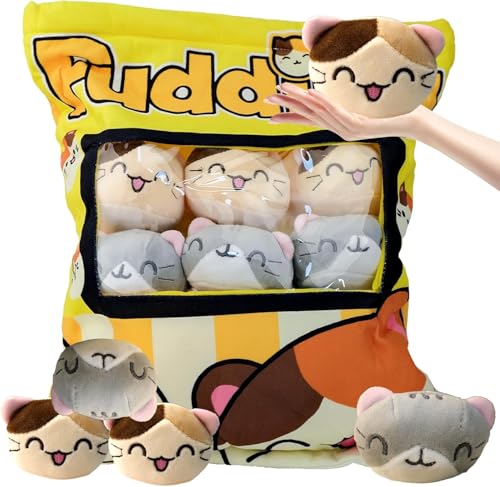 Plüschtiere - Abnehmbare Wurfkissen Plüschtiere mit 8 kleinen Corgi - Weiches Kuscheltier - Niedliche Plüsch Geschenke für Kinder Jungen Mädchen (Gelb - Kätzchen) von corgi butt
