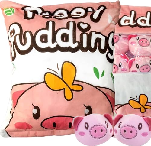 Plüschtiere - Abnehmbare Wurfkissen Plüschtiere mit 8 kleinen Corgi - Weiches Kuscheltier - Niedliche Plüsch Geschenke für Kinder Jungen Mädchen (Rosa - Schwein) von corgi butt