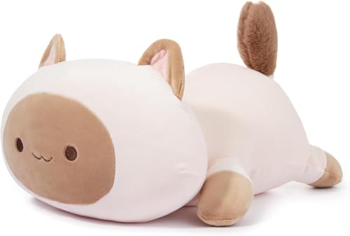 Siamesenkatzen-Plüschspielzeug, Cute Kitten Stuffed doll, Ultra-Soft Rebound Hugging Pillow, Suitable for Kids, Boys, Girls von corgi butt