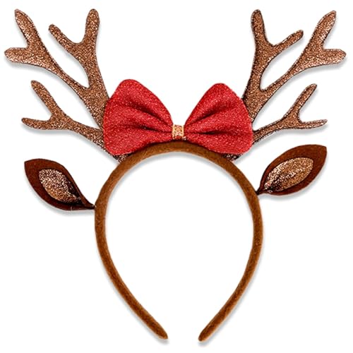 Weihnachts-Rentier-Geweih-Stirnband, Haarspangen, Haarreifen, Mädchen, Urlaub, Schönheitskopfschmuck (Geweihglocke) (brauner Schönheitskopfschmuck) von corgi butt