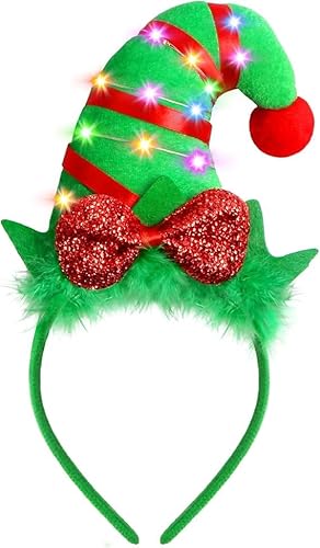 Weihnachts-Stirnbänder, Urlaubskostüm, Stirnband, Rentier, Weihnachtsschleife, Elfenkostüme, Haarbänder für Weihnachten, Party, Kostüme (Weihnachtselfen-Stirnband) von corgi butt