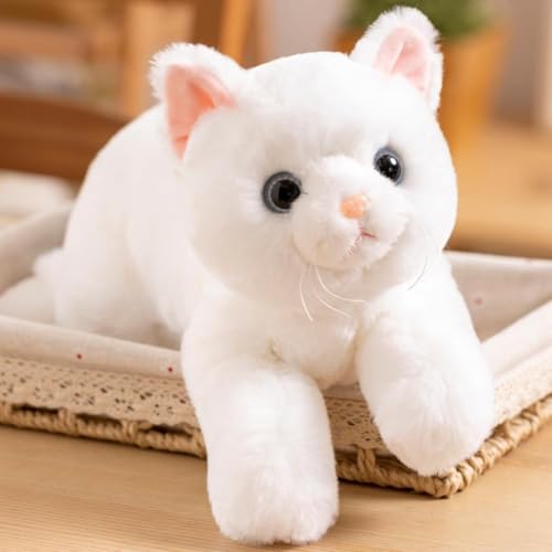 White Cat Plush Toy Realistic Cat Stuffed Animals, 20" Cute Soft Kitty Plushie Doll Gift for Boys Girls Birthday Christmas von corgi butt