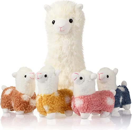 corgi butt 28cm Alpaka Kuscheltier mit 4 Baby Lamas, Nettes Alpaka Plüschtier Weiche Stofftier Plüsch Spielzeug Geschenk für Kinder, Mädchen und Liebhaber von corgi butt