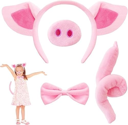 corgi butt Halloween-Kostüm, Schweinemaus-Kostüm-Set, grauer Esel für Halloween, Cosplay, Kostümparty (rosa Schwein) von corgi butt