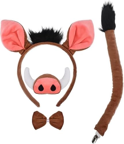 corgi butt Halloween-Kostüm, Schweinemaus-Kostüm-Set, grauer Esel für Halloween, Cosplay, Verkleidungsparty (Wind-Wildschwein) von corgi butt