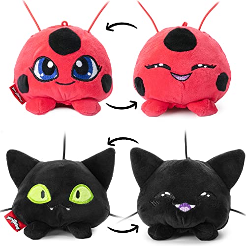 Miraculous Ladybug Plüsch Schlüssel-Anhänger, Set aus 2, Kwami Plagg und Tikki, 10cm, doppelseitig von corimori