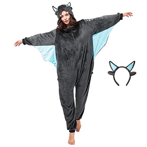 corimori (Spark der Drache Damen & Herren Onesie Jumpsuit Kostüm Gr. 170-180cm, Grau von corimori