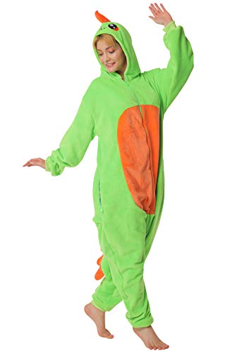 corimori 1852 Byte der Dinosaurier Damen Herren Onesie Jumpsuit Anzug Einteiler Kostüm Verkleidung Gr. 180-190cm, Grün von corimori