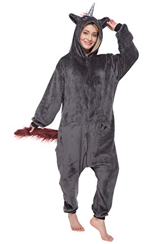 corimori 1852 Ruby Punk-Einhorn Damen Herren Onesie Jumpsuit Anzug Einteiler Kostüm Verkleidung Gr. 170-180cm, Schwarz von corimori