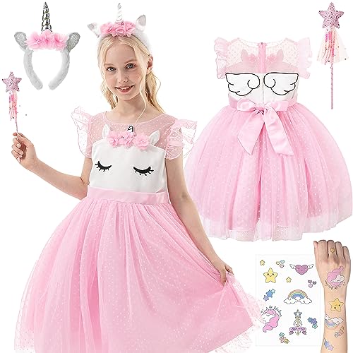 corimori Bequemes Einhorn Kleid für Mädchen mit Flügeln, Haarreif, Glitzer Zauberstab und Tattoos | Einhorn Kostüm Kinder Einhorn Lily, Rosa 110/116 corimori Bequemes Einhorn Kleid für Mädchen mit Flügeln, Haarreif, Glitzer Zauberstab und Tattoos | Einhorn Kostüm Kinder Einhorn Lily, Rosa 110/116 von corimori