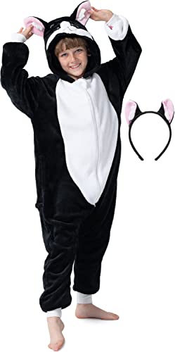 corimori Flauschiges Katzen-Kostüm für Kinder mit Haarreif | Karneval Fasching Kostüm Onesie für Mädchen, Jungen | Körpergröße 130-150cm corimori Flauschiges Katzen-Kostüm für Kinder mit Haarreif | Karneval Fasching Kostüm Onesie für Mädchen, Jungen | Körpergröße 130-150cm von corimori